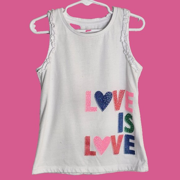Epic Threads Tank Ruffled Sleeveless Graphic Love Is Love White Multicolor 6 - Picture 1 of 9